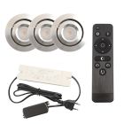 3 schwenkbare Einbaustrahler Terrassenüberdachung Rona, IP44, mit Anschlussset und Fernbedienung, Chrom