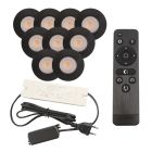 9 schwarze Einbaustrahler Terrassenüberdachung Dico, IP65, inkl. Anschlussset und Fernbedienung