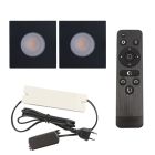 2 eckige schwarze Einbaustrahler Terrassenüberdachung Dico, IP65, inkl. Anschlussset und Fernbedienung