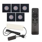 5 eckige schwarze Einbaustrahler Terrassenüberdachung Dico, IP65, inkl. Anschlussset und Fernbedienung