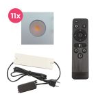 11 eckige chrom Einbaustrahler Terrassenüberdachung Dico, IP65, inkl. Anschlussset und Fernbedienung