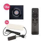 13 schwenkbare Einbaustrahler Terrassenüberdachung Rona eckig, IP44, mit Anschlussset und Fernbedienung, Schwarz