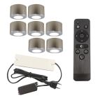 7 runde chrom Aufbaustrahler Terrassenüberdachung Vasso, IP44, inkl. Anschlussset und Fernbedienung