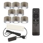 8 runde chrom Aufbaustrahler Terrassenüberdachung Vasso, IP44, inkl. Anschlussset und Fernbedienung