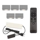 5 eckige chrom Aufbaustrahler Terrassenüberdachung Fredo, IP44, inkl. Anschlussset und Fernbedienung