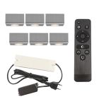 6 eckige chrom Aufbaustrahler Terrassenüberdachung Fredo, IP44, inkl. Anschlussset und Fernbedienung