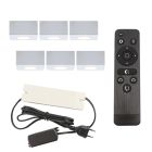 6 eckige weiße Aufbaustrahler Terrassenüberdachung Fredo, IP44, inkl. Anschlussset und Fernbedienung