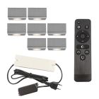 7 eckige chrom Aufbaustrahler Terrassenüberdachung Fredo, IP44, inkl. Anschlussset und Fernbedienung