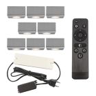 8 eckige chrom Aufbaustrahler Terrassenüberdachung Fredo, IP44, inkl. Anschlussset und Fernbedienung