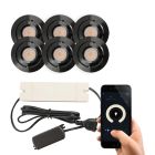 6 schwenkbare Smart Einbaustrahler Terrassenüberdachung Rona, IP44, mit Anschlussset, Schwarz