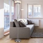 Nickel Leselampe Stehlampe Modern, Fredrika, 27W, 3000K LED, mit Touch-Dimmer