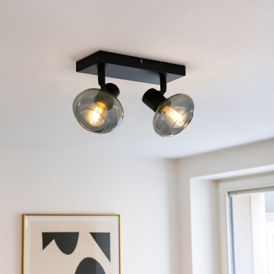Design Deckenstrahler Skip, Glas, schwarz