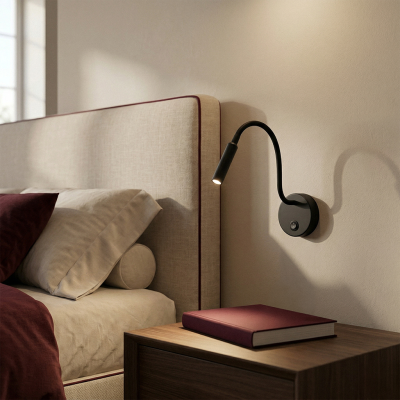 Moderne Bettlampe Schwarz, Fiona, mit Schalter