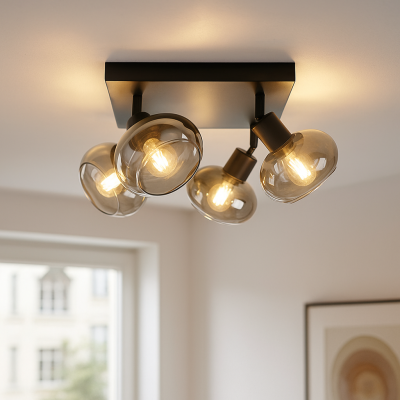 Design Deckenstrahler Skip, Glas, schwarz