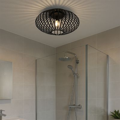 Industrielle Badezimmer Deckenleuchte Schwarz, Lieve, IP44