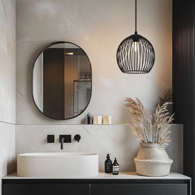 Industrielle Badezimmer Pendelleuchte Schwarz, Wiro, IP44