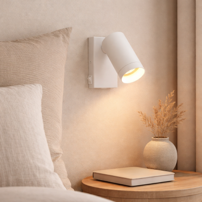 Moderne Wandstrahler Weiß, Nadi, mit Schalter