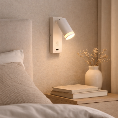 Moderne Wandstrahler Weiß, Tara, mit Schalter