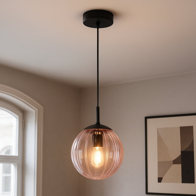 Retro Pendelleuchte Rosa, Rifka