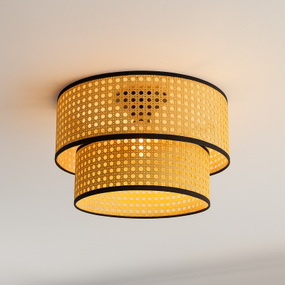 Rattan Deckenleuchte Braun, Kirsten