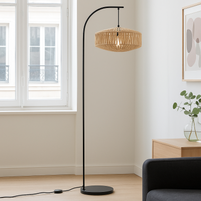 Landhaus Stehlampe Braun, Selena, mit Schalter