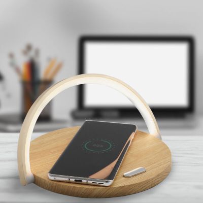 Holz Tischleuchte Kunststoff, Erhan, 2W, 3000K LED, mit Schalter