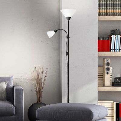 Aluminium Leselampe Stehlampe Schwarz, Josephina, mit Schalter