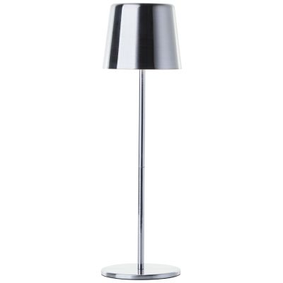 Moderne aufladbare Außen Tischlampe Nickel, Skander, 4W, warm- bis kaltweiß einstellbare LED, IP44, mit Touch-Dimmer