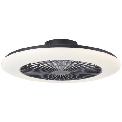 Moderne Deckenventilator Schwarz, Salerno, 48W, RGBW LED, mit Fernbedienung