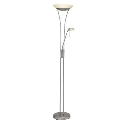 Glas Leselampe Stehlampe Chrom, Ivan, 18W, 3000K LED, mit Schalter