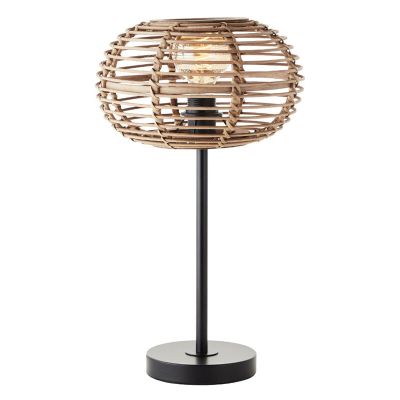 Rattan Tischleuchte Braun, Sevim, mit Schalter