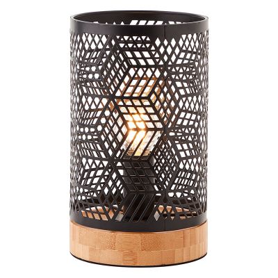 Holz Tischleuchte Schwarz, Sherona, mit Schalter