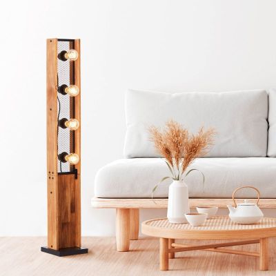 Holz Stehlampe Braun, Rasha, mit Schalter
