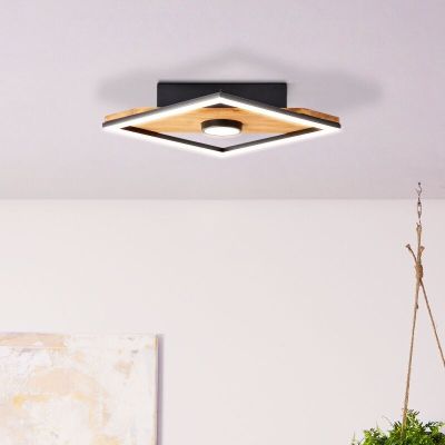 Holz Deckenlampe Schwarz, Virginia, 18W, 3000K LED