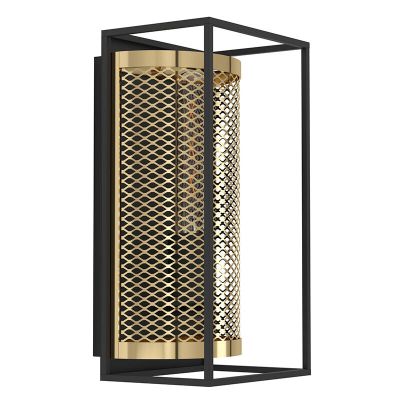 Schwarze industrielle Wandleuchte Aluminium, Mauricio