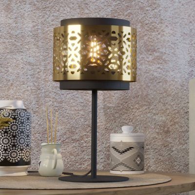 Messing retro Tischleuchte Stahl, Quincy, mit Schalter