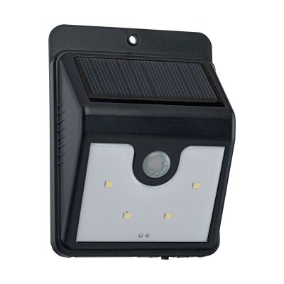 Schwarze Solar Außen Wandleuchte Kunststoff, Zora, 1W, 6000K LED, IP44