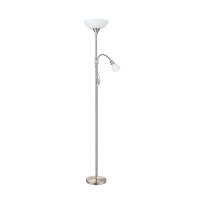 Nickel Leselampe Stehlampe Kunststoff, Burgo, mit Schalter