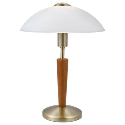 Bronze antik Tischleuchte Holz, Miam, mit Touch-Dimmer