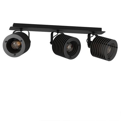 Schwarze industrielle Deckenstrahler Holz, Randy