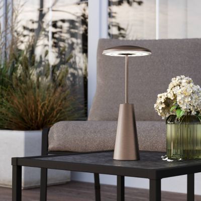 Bronze moderne Tischleuchte Stahl, Ishika, 2,8W, White Switch LED, IP54, mit Touch-Dimmer