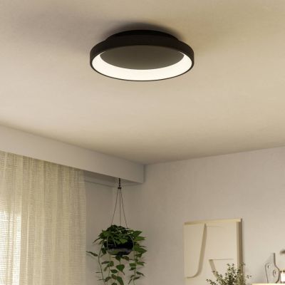 Schwarze moderne Deckenleuchte Kunststoff, Shauni, 12W, warm- bis kaltweiß einstellbare LED, mit Fernbedienung