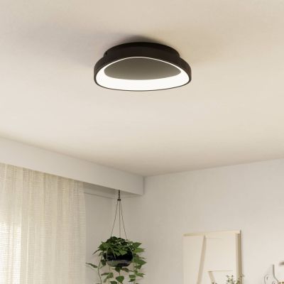 Schwarze moderne Deckenleuchte Kunststoff, Shauni, 12W, warm- bis kaltweiß einstellbare LED, mit Fernbedienung