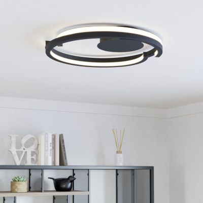 Schwarze moderne Deckenlampe Kunststoff, Madhvi, 20W, warm- bis kaltweiß einstellbare LED, mit Fernbedienung