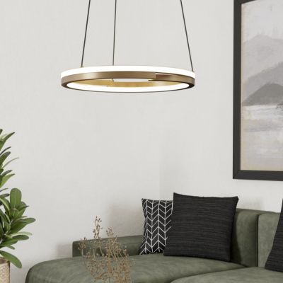 Kupfer moderne Pendelleuchte Kunststoff, Madhvi, 20W, warm- bis kaltweiß einstellbare LED, mit Fernbedienung