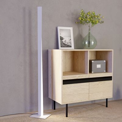 Weiße design Stehlampe Kunststoff, Birkan, 10,5W, RGBW LED, mit Fernbedienung