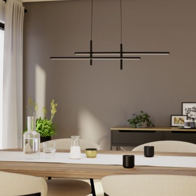 Schwarze moderne Pendelleuchte Kunststoff, Thera, 20W, 3000K LED