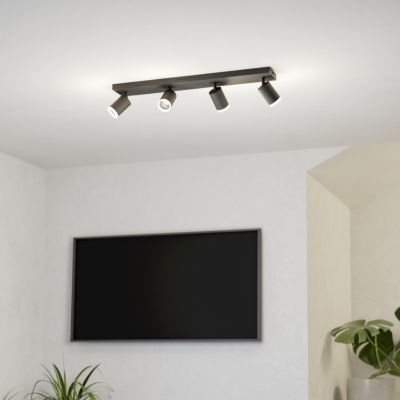 Schwarze moderne Smart Deckenleuchte Aluminium, Mayke, 3,7W, RGBW LED