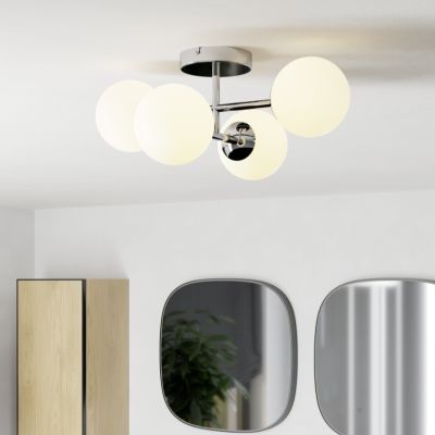 Chrom moderne Deckenleuchte Stahl, Cornee, 4,2W, 2700K LED, IP44