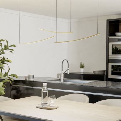 Messing moderne Pendelleuchte Kunststoff, Vilko, 22W, White Switch LED